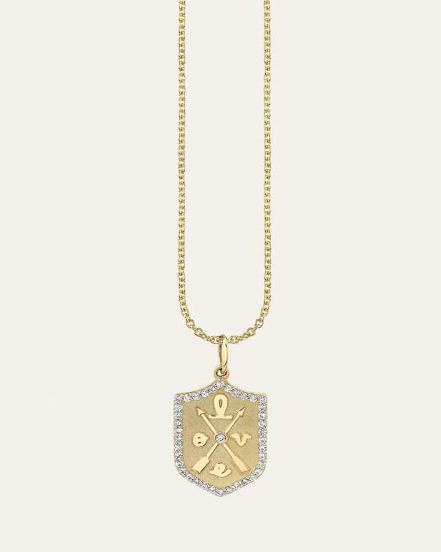 Small Love Script Pave Border Charm Necklace
